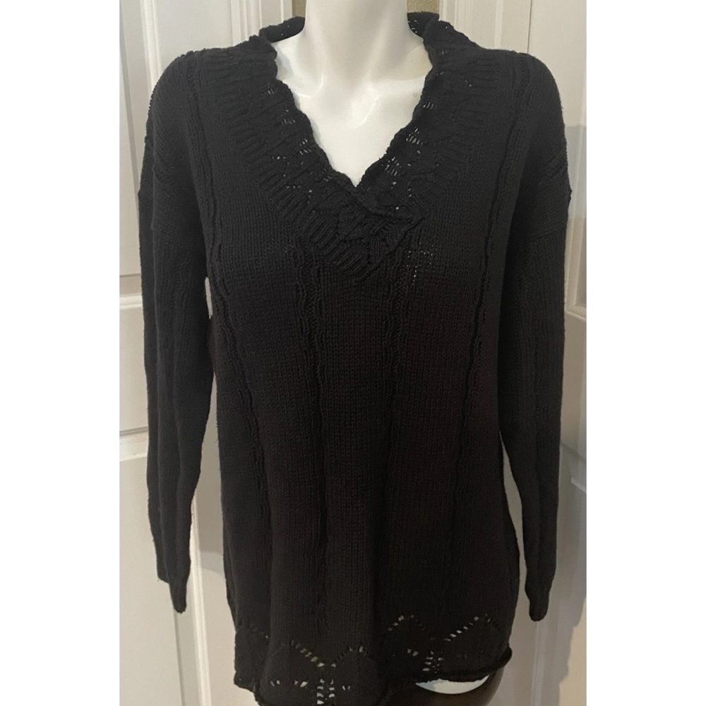Persuasion Black Sweater Womens Size Medium V-Neck New Vintage